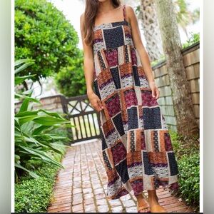 Natural Life Spread kindness like wildflowers Maxi Dress Sz M Patchwork Design